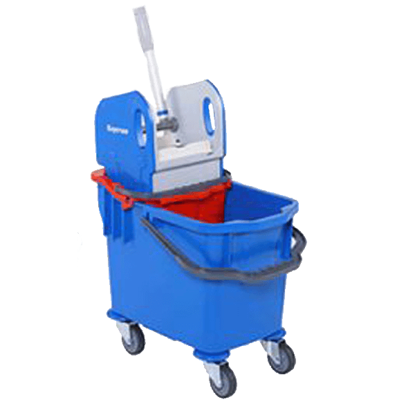 Ведра 25л+10л на колесах с отжимом для веревочных мопов синее