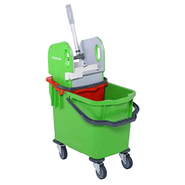 Ведра 25л+10л на колесах с отжимом для веревочных мопов зеленое